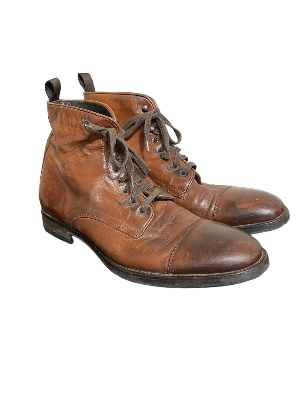 To Boot Brown Distressed Leather Lace-Up Ankle Boots Size 9